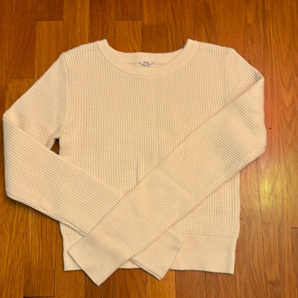 White waffle knit sweater